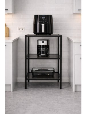Empressco Trendmiz Lucca Airfryer Standı 3 Katlı Metal Mutfak Rafı Füme Cam Kahve Makinesi ve Tost Makinesi Organizer - Fiyatı, Yorumları