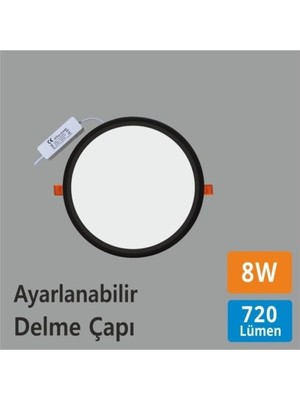 Lena Teknik LED Panel Spot (Siyah) 6500K Beyaz Işık 8W