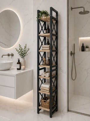 Empressco Inter Home Mınımal Banyo Rafı 8 Katlı Plastık Ahşap - Fiyatı, Yorumları