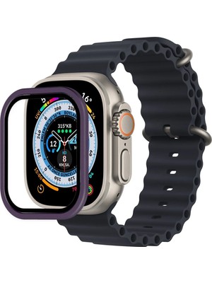 Ototechparca    Watch Ultra 49MM Alüminyum Kasa Cam Ekran Koruyucu - Mor