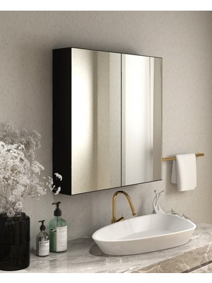 Empressco Tetto Elagante 2 Kapaklı (Siyah) 70X70 Aynalı Banyo Dolabı Çok Amaçlı Banyo Dolabı - Fiyatı, Yorumları