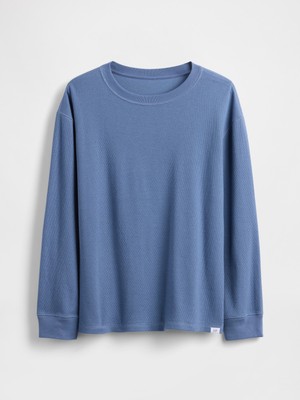 Gap Erkek Çocuk Mavi Waffle T-Shirt