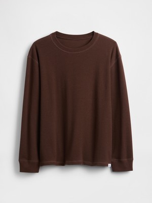 Gap Erkek Çocuk Koyu Kahverengi Waffle T-Shirt