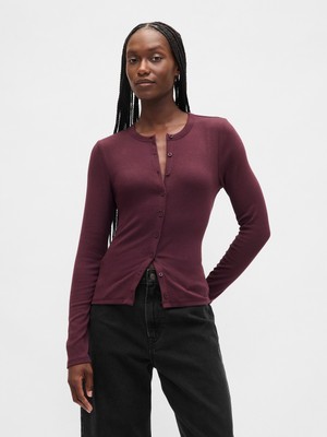 Gap Kadın Bordo Modern Bisiklet Yaka Hırka