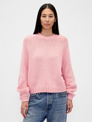 Gap Kadın Pembe Relaxed Yaka Bisiklet Yaka Kazak