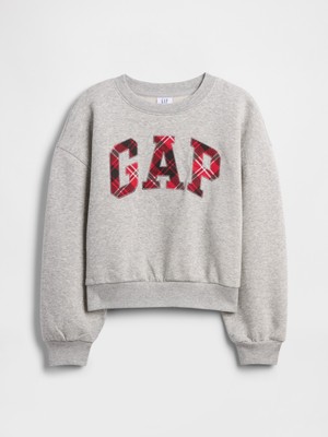 Gap Kız Çocuk Gri Oversized Gap Logo Grafik Baskılı Sweatshirt
