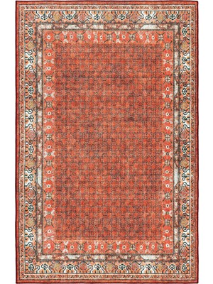 Cool Halı Private Xw Kiremit Vintage Eskitme Şönil Ince Makinada Yıkanabilir Salon Halısı