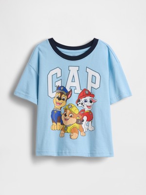 Gap Erkek Bebek Açık Mavi Oversized Grafik Logo T-Shirt