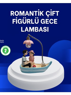 Marsilyan Romantik Sandal Üzerinde Çift Figürü LED Gece Lambası Masa Dekoru