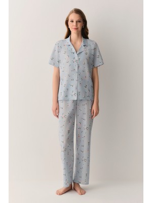 Suwen Pretty Pamuklu Gömlek Yaka Pijama Takımı