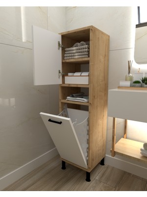 Empressco Home Mobiga Linda Çamaşır Sepetli Çok Amaçlı Banyo Dolabı Safirmeşe-Beyaz - Fiyatı, Yorumları