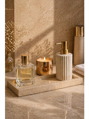 Empressco Marbello Traverten Dekoratif Tepsi 30X12 cm | Banyo, Kahve Köşesi, Mum & Tütsü Standı Organizer - Fiyatı, Yorumları