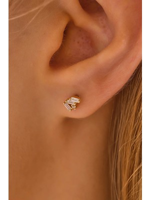 Moom Mücevherat 14 Ayar Altın Vidalı Baget Tragus Küpe