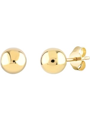 Moom Mücevherat 14 Ayar Altın Minimalist Vidalı Top Küpe 1.8 Cm