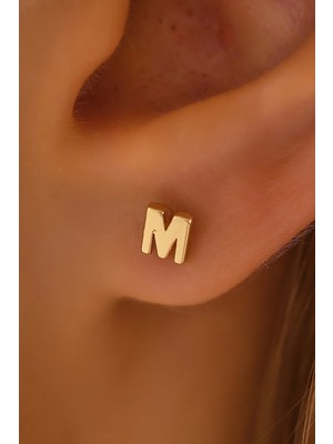 Moom Mücevherat 14 Ayar Altın Vidalı Harf Tragus Küpe - Tüm Harfler Mevcuttur