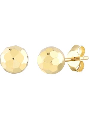 Moom Mücevherat 14 Ayar Altın Minimalist Vidalı Top Küpe 1.8 Cm