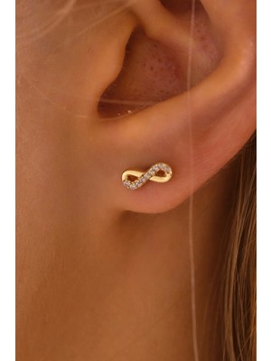 Moom Mücevherat 14 Ayar Altın Vidalı Sonsuzluk Tragus Küpe