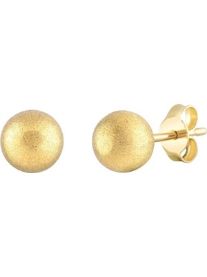 Moom Mücevherat 14 Ayar Altın Minimalist Vidalı Top Küpe 1.8 Cm