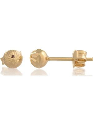 Moom Mücevherat 14 Ayar Altın Desenli Top Küpe 6 mm