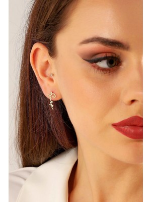 Moom Mücevherat 14 Ayar Altın Imza Modeli El Işi Küpe 2 Cm