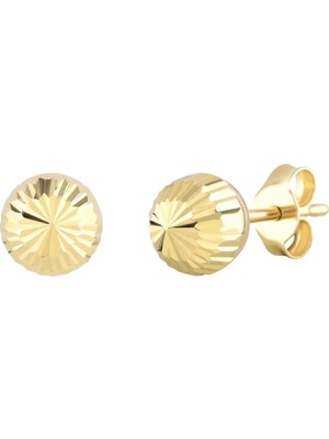 Moom Mücevherat 14 Ayar Altın Minimalist Vidalı Top Küpe 1.8 Cm