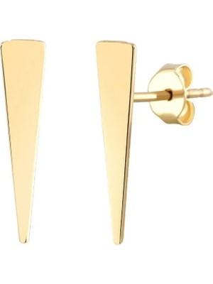 Moom Mücevherat 14 Ayar Altın Minimalist Plaka Vidalı Küpe 1.8 Cm