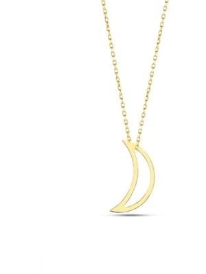 Moom Mücevherat 14 Ayar Altın Hilal Kolye 45 Cm