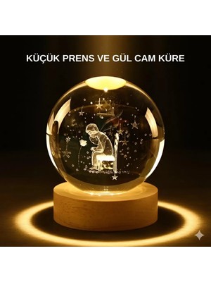 Nemere Ithalat Küçük Prens Işıklı Küre Lamba Ahşap Taban Büyük Boy Hediyelik