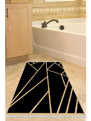 Dekoreko Kaymaz Taban Djt Banyo Halısı Yıldız Deri Saçaklı Modern 686M