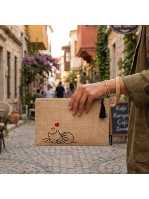 Ju Yaratıcı Tasarım Hasır Kadın Portföy & Clutch Çanta Sevgi