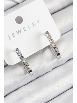 Avensyy Pirinç Zirkon Taşlı Çiçek Desenli Model Gümüş Renk Kadın Küpe