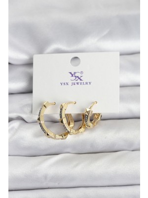 Avensyy Gold Renk Zirkon Taşlı Kadın Küpe
