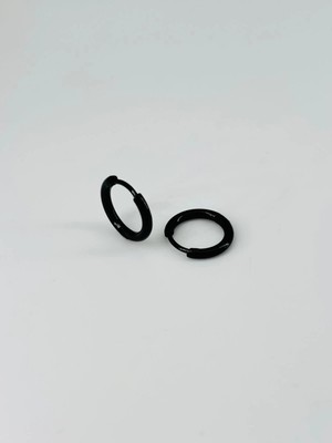 Freedom Storee Siyah  Çelik Erkek Küpe Çap (8 Mm) Kalınlık (2 Mm) - EKP0035