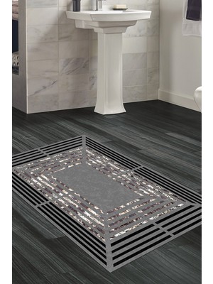Dekoreko Kaymaz Taban Djt Banyo Halısı Yıldız Deri Modern M5132