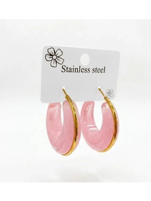 Freedom Storee Rose Marble Vintage Halka Küpe - KP00687