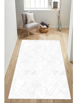 Mortapi Halı Soyut Desen Baskılı Kaymaz Yıkanabilir Salon Oturma Odası Mutfak Hol Antre Halısı Yolluk