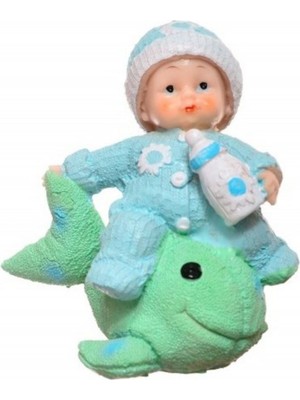 Yazline Global® Decotown Hediyelik Sevimli Mavi Bebek Biblo Polyester Süs Eşyası
