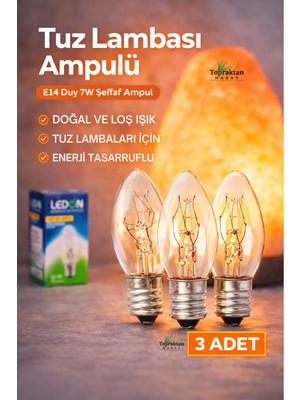 7W Seffaf Tuz Lambasi Ampulu - Gece Lambasi (3 Adet) Seffaf Parfüm Ampul E14 Duy