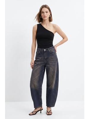 Rays Tint Kahve Paça Pileli Baggy Jean 3092