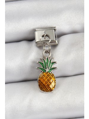 Yazline Global Mey Ithalat® 316L Çelik Sallantılı Ananas Model Gümüş Renk Nomination Charm