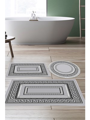 Alanur Home Eko Trend Djt 3 Lü Yıkanabilir Kaymaz Taban Banyo Paspas Seti 651M Modern Gold