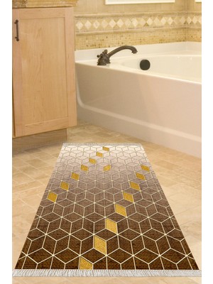 Dekoreko Kaymaz Taban Djt Banyo Halısı Trend Saçaklı Modern 719