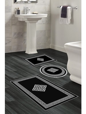 Alanur Home Eko Trend Djt 3 Lü Yıkanabilir Kaymaz Taban Banyo Paspas Seti 656M Modern Gold