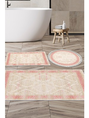 Alanur Home Eko Trend Djt 3 Lü Yıkanabilir Kaymaz Taban Banyo Paspas Seti 1376 Klasik Açık Turkuaz
