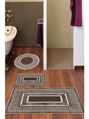 Alanur Home Eko Trend Djt 3 Lü Yıkanabilir Kaymaz Taban Banyo Paspas Seti 651M Modern Gold