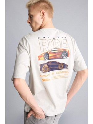 DeFacto %100 Pamuk Fast & Furious Boxy Fit Sırt Baskılı Kısa Kollu Tişört G5208AX26SM