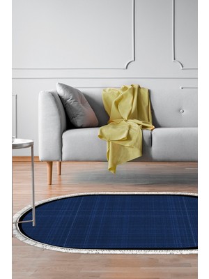 Alanur Home Kaymaz Taban Djt Banyo Mutfak Salon Halı Star Pamuk Saçaklı Oval Dokuma Desen E5007