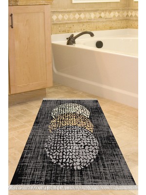 Dekoreko Kaymaz Taban Djt Banyo Halısı Yıldız Deri Saçaklı Modern E4052