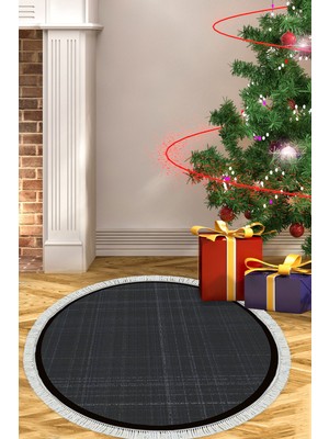 Alanur Home Kaymaz Taban Djt Banyo Mutfak Salon Halı Yıldız Deri Saçaklı Yuvarlak Dokuma Desen E5007