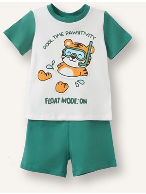 DeFacto Baskılı Kısa Kollu Üst Şort Alt 2'li Pijama Takımı Erkek Bebek H8217A526HS